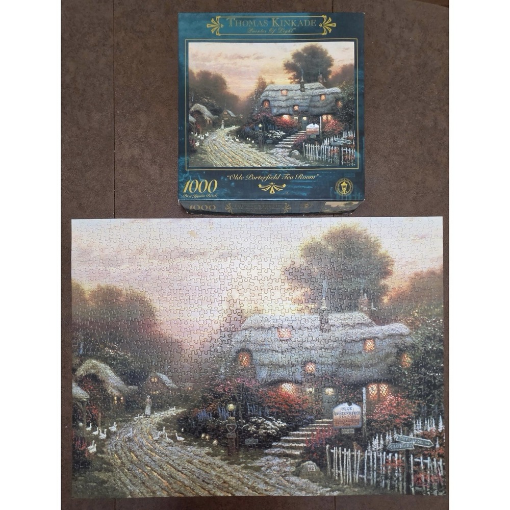 VTG Thomas Kinkade 1000 Piece Puzzle "Olde Porterfield Tea Room" 1999 COMPLETE